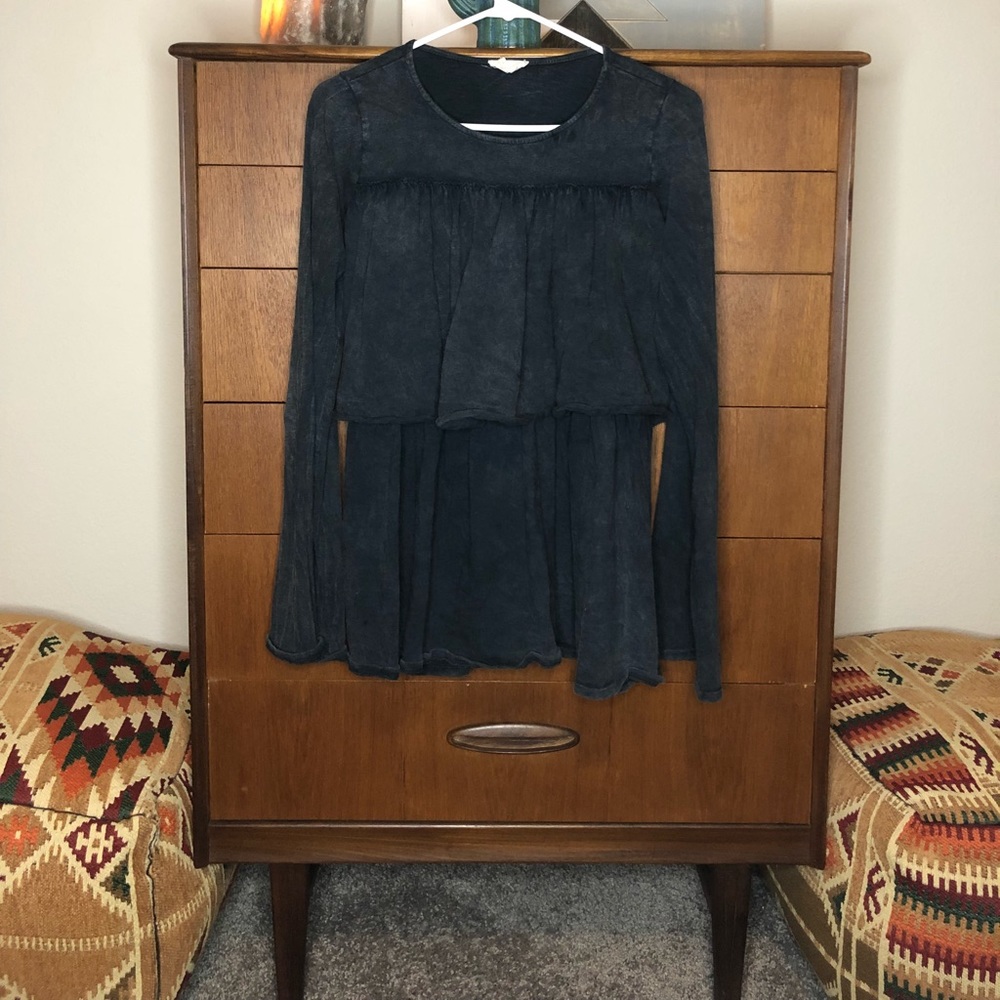 Charcoal Ruffle Top with Bell Size